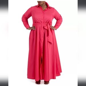 Pari Passu Poplin Shirtdress Pink Coral Size C5/20 Button Down Office Siren